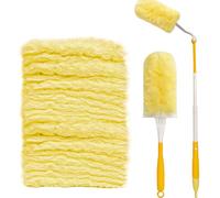 Newthinking Flash Dust Magnet Starter Kit, Disposable Fluffy Electrostatic Dusters with Refills for Home Cleaning (1 Upgrade Short Handle, 1 Extended Long Handle, 24 Duster Refills)