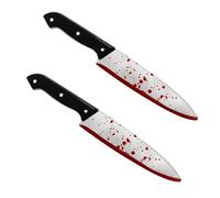 Newthinking Halloween Blood Knife, 30cm Fake Prop Scream Knife for Halloween Serial Killer Costume Accessories, 2 Pack