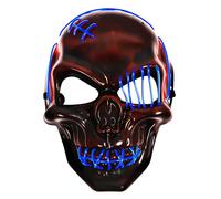 Newthinking Halloween LED Mask Skull Light Horror Halloween Cosplay Skeleton Mask Luminous Neon Scary for Adults Men Women (Ice Blue)