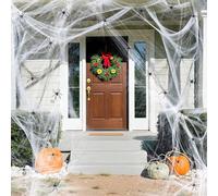 Newthinking Halloween Spider Web Decoration, 300G Stretchable Cobweb with 100PCS Small Spiders for Halloween Indoor Outdoor Decorations