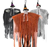 Newthinking Hanging Grim Reaper for Halloween, 3 Pack Spooky Skeleton Flying Ghost Grim Reaper for Outdoor House Yard Garden Decorations