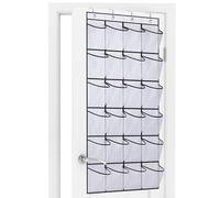 Newthinking Hanging Shoe Storage, Over the Door Shoe Storage Organiser, Hanging Shoe Rack Holder 24 Large Mesh Pockets for Wardrobe Door Tidy with Hange (White)