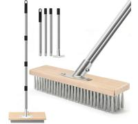 Newthinking Heavy Duty Wire Broom Brush, Long Handle Metal Wire Broom | 60IN Long Handle Adjustable, 12IN Brush Head, Durable Metal Wire Bristles, Cleaning Weed Moss Algae on Patio, Deck, Garden