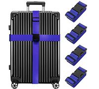 Newthinking Luggage Straps for Suitcase 4 Pack, Heavy Duty Adjustable Suitcase Bands with Buckle, Purple Luggage Identifier Belts for Travel Case, 3.8x200CM