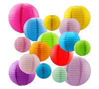 Newthinking Paper Lanterns Decorations - 16 PCS Colorful Hanging Lanterns, 4" to 10" Different Sizes for Weddings, Party