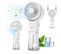 Newthinking Portable Mist Fan, Mini Travel Handheld Fan with Water Mist Spray, USB Rechargeable Personal Small Fan with 4 Speeds Adjustable and 180° Rotating (White)