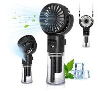Newthinking Portable Mist Fan, Mini Travel Handheld Fan with Water Mist Spray, With 4 Speeds Adjustable and 180° Rotating (Black)