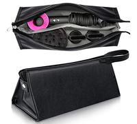 Newthinking PU Leather Hair Dryer Storage Bag Compatible Hair Dryer Carrying Bag Waterproof, Portable Travel Hairdryer Case Bags (Black)