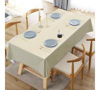 Newthinking PVC Table Cloth Wipe Clean Tablecloth Plastic Waterproof Table Protector, Rectangular Wipeable Tablecloths for Kitchen Picnic Outdoor Indoor - Light Beige, 54x54in/137x137cm