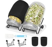 Newthinking Seed Sprouting Jar Kit 2 Pcs, 1000ml Mason Jars with Sprout Lid