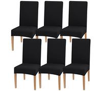 Newthinking Stretch Chair Covers for Dining Room, High Back Dining Chair Covers, Removable and Washable Full Wrap Elastic Chair Cover for Hotel, Wedding, Kitchen, Dining Room (Black, 6 Pack)。