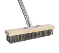 Newthinking Wire Broom Brush, Heavy Duty Wire Broom with Long Handle, Stiff Metal Bristle Moss Cleaning Brush for Outdoor Patio Deck