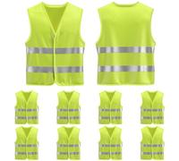 Newthinking10 PCS High Vis Vests Yellow, Hi Visibility Jacket with 2 Reflective Stripes, High Visibility Safety Vests for Adults, Construction Worker, Event Staff, Night Riding