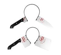 Newtinking Halloween Accessories, Halloween Fake Knife Headband Kit, Plastic Blood Knife Prop Terrifying Through Head Effect, 2 Pack