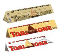 NewToblerone Golden Caramel, Milk, Fruit and Nut, Dark Almond Orange Twist, White Chocolate Bar 360g Pack of 3 For Men Women By Experts Supplies (x3, Golden Caramel, Milk and WHite Chocolate)