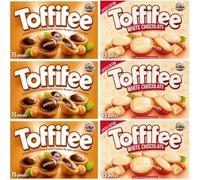 NewToffif Hazelnut in Caramel Chocolate 125g & White Chocolate 125g Pack Of 6 - Toffif Chocolate Bundle For Women Men and Kids By Experts Supplies Ltd