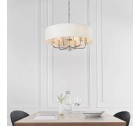newton 6 light white fabric ceiling light in bright nickel