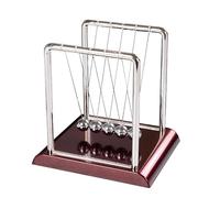 Newton Cradle - Classic Design, 5 Steel Balls, Wooden Frame Base, Fluid Movement, Desk Scientific Gadget, Desk Decoration Toy | For Experimental
