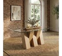 Newton Dining Table - 6 Seater - 180cm - Glass and Oak