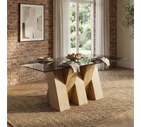 Newton Dining Table - 6 Seater - 180cm - Smoked Glass and Oak