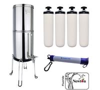 Newton Portable Drinking Water Filter Survival Starter Kit - Newton 6L Fluoride System With 1 X Water Straw And 2 X Extra Filters