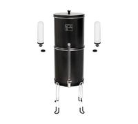 NEWTON Premium 8.5L Gravity Powered Water Filter System with Heavy Metal Removal | Fluoride Removal | Limscale Reduction | Stainless Steel Stand & Sight Glass Tap - Black with 2 Fluoride/Scale Filters