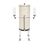NEWTON Premium 8.5L Gravity Powered Water Filter System with Heavy Metal Removal | Fluoride Removal | Limscale Reduction | Stainless Steel Stand & Sight Glass Tap - White with 2 Fluoride Filters