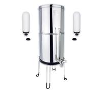 NEWTON Premium Gravity Water Filter System with Heavy Metal & Fluoride Removal | 8.5L Capacity | Complete System with 2x Filter Candles, Stainless Steel Stand & Sight Glass Tap