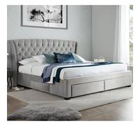 newton velvet 4 drawers storage king size bed in grey