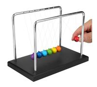 Newtons Cradle Balance Balls, Newton Pendulum with 7 Color Balls, Desk Decor and Stress Relief Decorations, Science Teacher Gift Physics Gadget