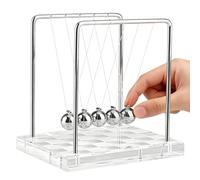 Newtons Cradle Balance Balls, Newton's Cradle Pendulum with Silver White Acrylic Base, Desk Office Decorations Science Physics Gadget, Kinetic Motion Gift for Office/Bedroom/Living Room (Medium)