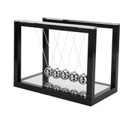 Newton's Cradle Balance Balls Office Decoration Swinging Kinetic Balls with Mirror Educational Science Tool for Office Home Living Room Science (Black)