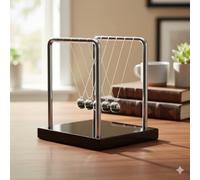 Newtons Cradle Balance Pendulum 5 Balls, Wooden Base Newton's Cradle, Desktop Toys Cool Gadgets Kinetic Toys for Kids Adults, Office Home Desk Décor, Fun Science Physics Learning