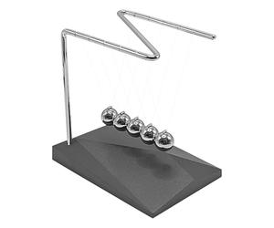 Newtons Cradle - Physics, 1 Piece Motion Statuette For Science Learning, Steel Ball Balancer With Chrome Finish, Classroom Tool, Sphere For Lectures, Experiments And Education