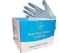 NewTouch Disposable Powder Free Blue Vinyl Gloves Latex Free Gloves x 1000 (Blue Vinyl, Large)