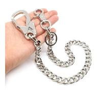NEWTRO Carabinber Wallet Chain Heavy Thick with Double Action Locking Clip, Biker Pants Jean Wallet Chain Key Organizer for Men & Women (Type B - Silver)