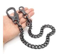 NEWTRO Carabinber Wallet Chain Heavy Thick with Double Action Locking Clip, Biker Pants Jean Wallet Chain Key Organizer for Men & Women (Type B - Matte Black)