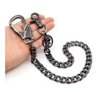 NEWTRO Carabinber Wallet Chain Heavy Thick with Double Action Locking Clip, Biker Pants Jean Wallet Chain Key Organizer for Men & Women (Type B - Brushed Black)