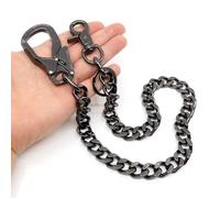 NEWTRO Carabinber Wallet Chain Heavy Thick with Double Action Locking Clip, Biker Pants Jean Wallet Chain Key Organizer for Men & Women (Type B - Gunmetal Black)
