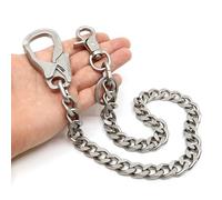 NEWTRO Carabinber Wallet Chain Heavy Thick with Double Action Locking Clip, Biker Pants Jean Wallet Chain Key Organizer for Men & Women (Type B - Matte Silver Gray)