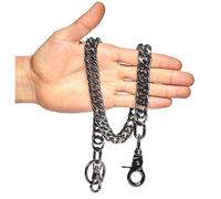 newtro Heavy Thick Strong Biker Key Wallet Chain Trucker Jean Pants Chain for Men Silver Black Gold 17" 24" TH02 - Black - 17"