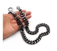 newtro Heavy Thick Strong Biker Key Wallet Chain Trucker Jean Pants Chain for Men Silver Black Gold 17" 24" TH02 - Black - 17"