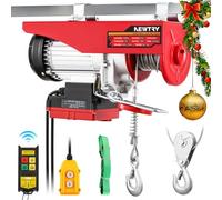 NEWTRY Electric Hoist Lift 300kg/600kg, 12m/6m Lifting Height, 100m Wireless Control, 2m Wire Control, Single/Double Line Use for Home Garage Warehouse 1200W (UK plug)