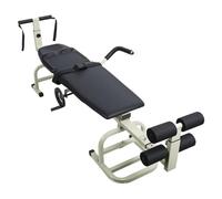 newuzis Lumbar Traction Bed for Back Muscle Relief, Ergonomic Spinal Stretcher with Handwheel Control, Heavy Duty Steel Frame Traction Table with Padded Headrest, 330LBS Capacity for Home Use Gre