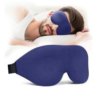 NEWVANGA 3D Contoured Complete Light Blocking Sleep Mask for Back and Side Sleepers, Adjustable Straps, Blue