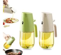 Newvenper 2-in-1 Oil Spray Bottle and Oil Sprayer, Premium Olive Oil Dispenser Bottle, Drip-Free Spout, Oil Mister, Oil Spray Bottle for Cooking, for Salad, Green + White, 300 ml x 2