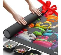 Newverest Jigsaw Puzzle Mat Roll Up, Saver Pad 60 x 100 cm Portable Keeper Up to 1000 Pieces with Non-Slip Rubber Bottom and Polyester Top + 3 Puzzle Sorting Trays, Travel-Friendly Storage Bag
