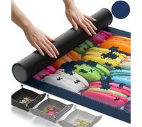 Newverest Jigsaw Puzzle Mat Roll Up, Saver Pad 60 x 100 cm Portable Keeper Up to 1000 Pieces with Non-Slip Rubber Bottom and Polyester Top + 3 Puzzle Sorting Trays, Travel-Friendly Storage Bag