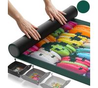 Newverest Jigsaw Puzzle Mat Roll Up, Saver Pad 60 x 100 cm Portable Keeper Up to 1000 Pieces with Non-Slip Rubber Bottom and Polyester Top + 3 Puzzle Sorting Trays, Travel-Friendly Storage Bag