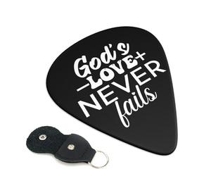 NEWWAVNO Guitar Picks 6-Pack Thin, Medium Heavy and Leather Key Chain Pick Holder Best Memorial Gifts for Acoustic Guitar Lovers (Christian Quotes, 0.71mm) (Bible Verse 3, 0.71mm)